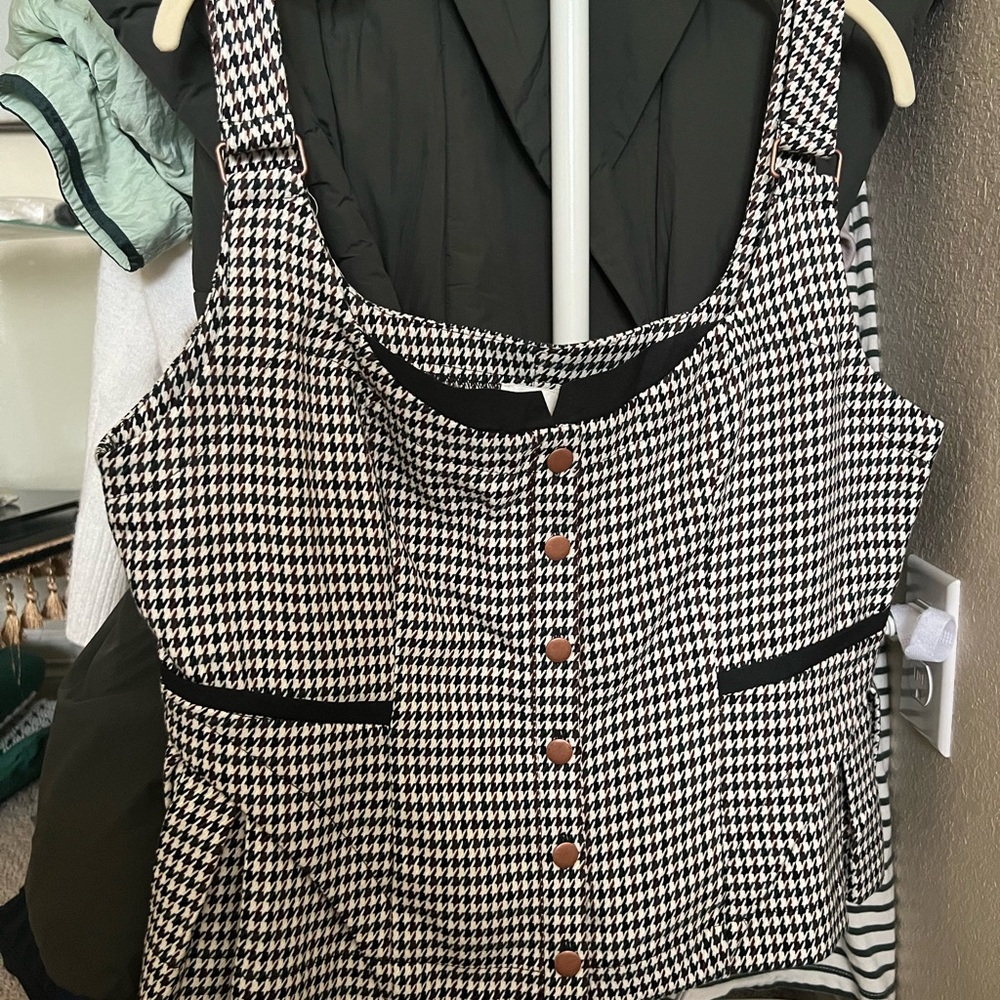 Maeve Black and White Bustier Peplum Tank Top